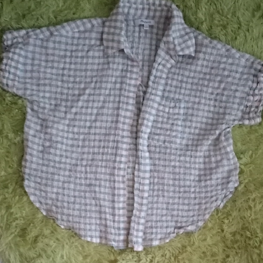 Madewell Green and Tan Checkered Shirt